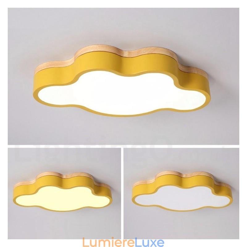 Plafonnier Macaron multicolore moderne contemporain en acier et bois