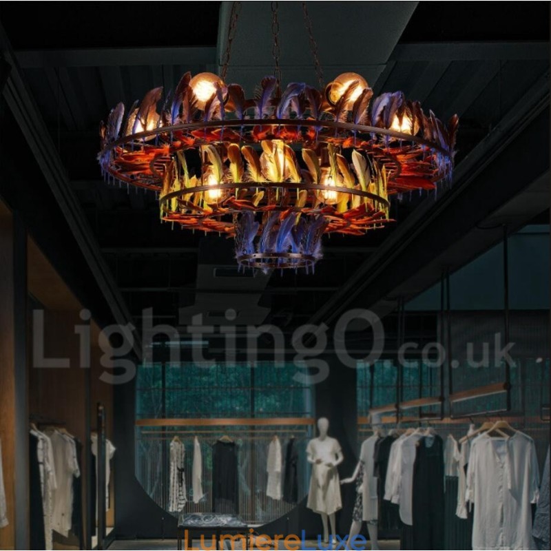 Lustre suspendu rétro en acier pour magasin d'éclairage