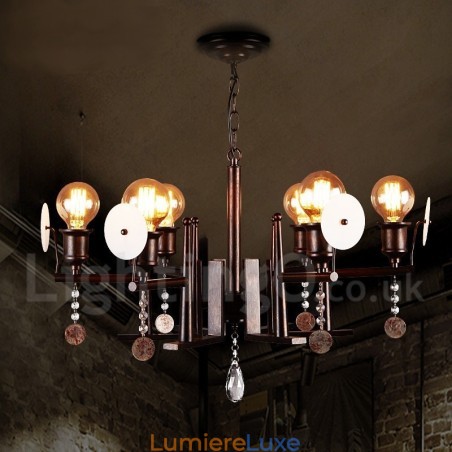 Lustre suspendu en cristal acrylique et acier de style industriel Lustre suspendu en cristal acrylique et acier de style industriel