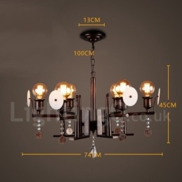 Lustre suspendu en cristal acrylique et acier de style industriel