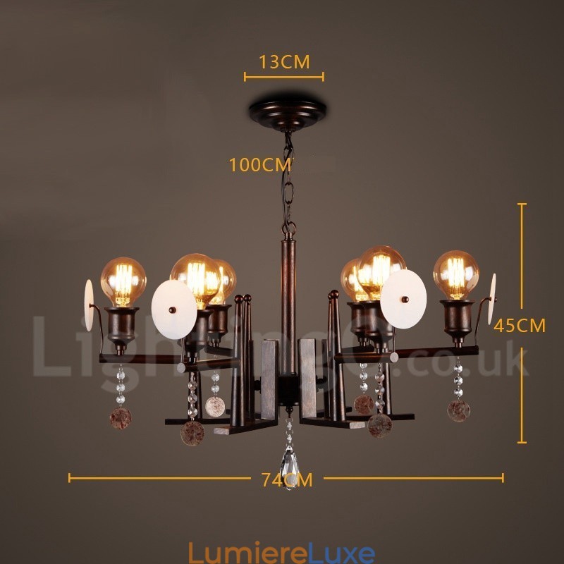 Lustre suspendu en cristal acrylique et acier de style industriel
