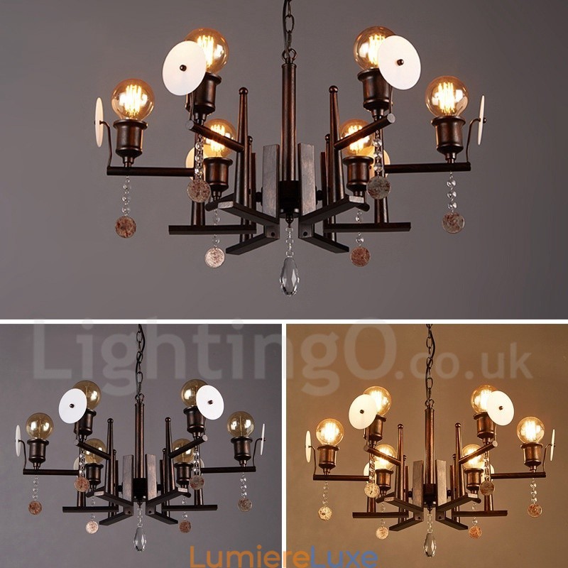 Lustre suspendu en cristal acrylique et acier de style industriel