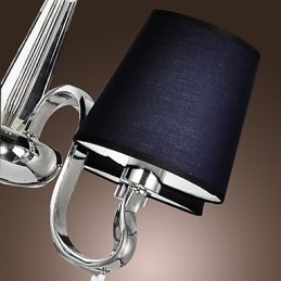 Lustre vintage 4 lumières en tissu classique et peinture sur métal