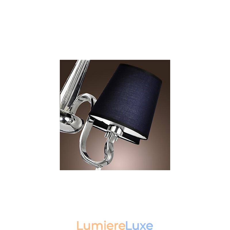 Lustre vintage 4 lumières en tissu classique et peinture sur métal