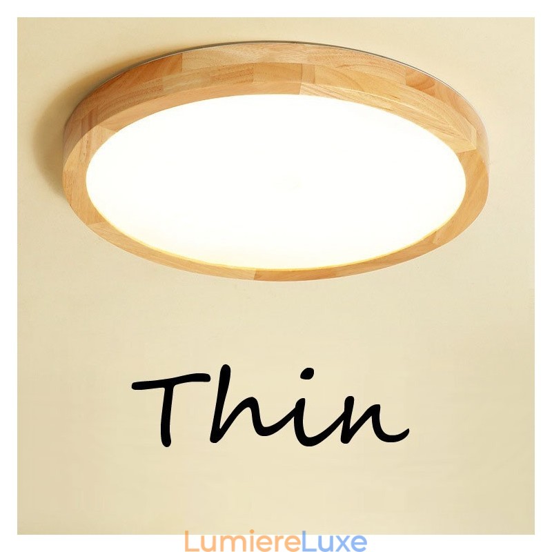 Plafonnier rond ultra fin en bois massif et acrylique Nordic Lights