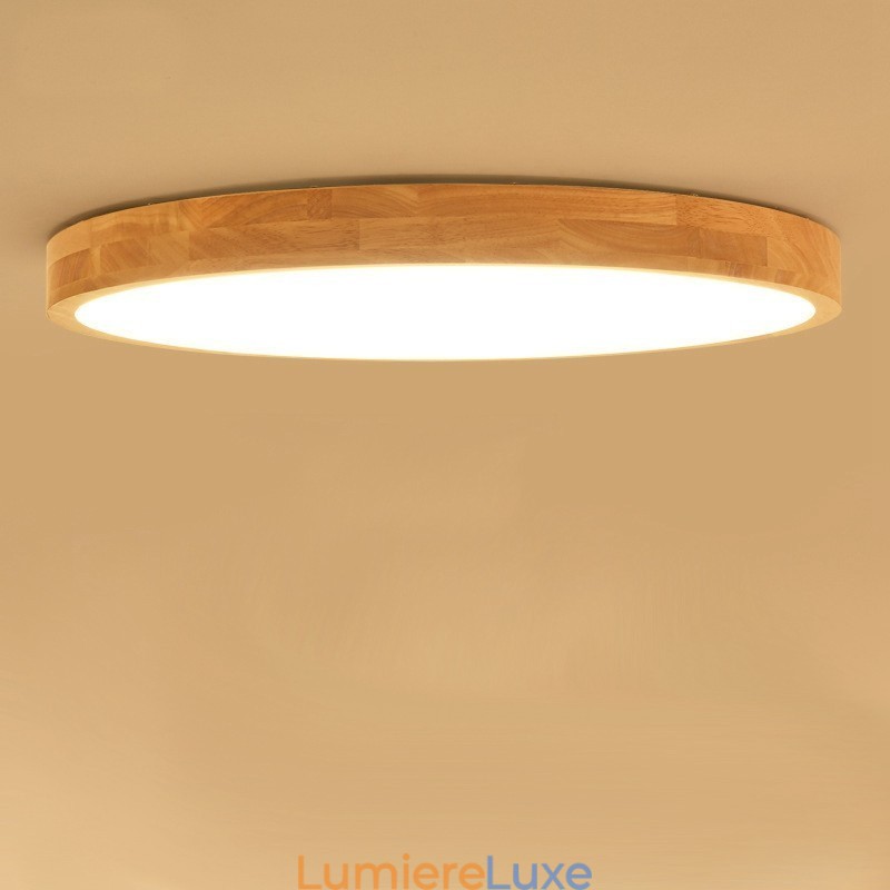 Plafonnier rond ultra fin en bois massif et acrylique Nordic Lights