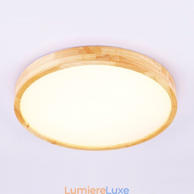Plafonnier rond ultra fin en bois massif et acrylique Nordic Lights