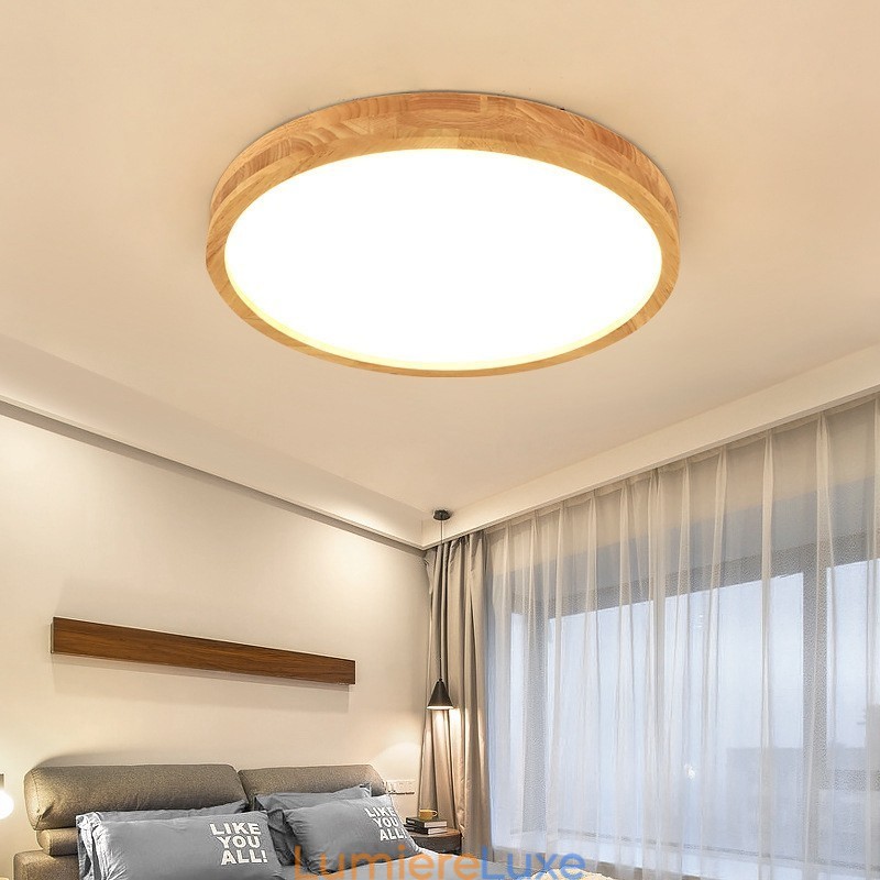 Plafonnier rond ultra fin en bois massif et acrylique Nordic Lights
