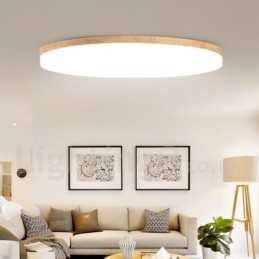 Plafonnier rond nordique simple et moderne en bois massif, ultra fin
