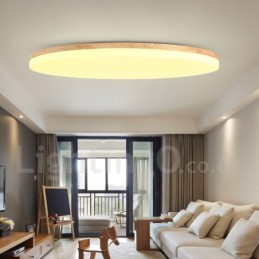 Plafonnier rond nordique simple et moderne en bois massif, ultra fin
