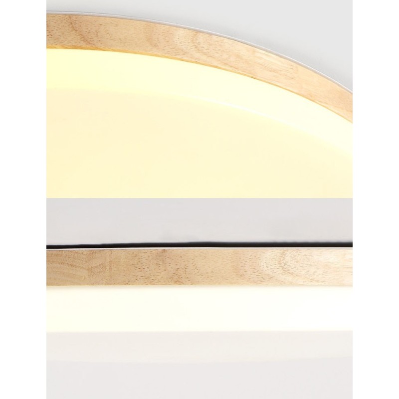 Plafonnier rond nordique simple et moderne en bois massif, ultra fin