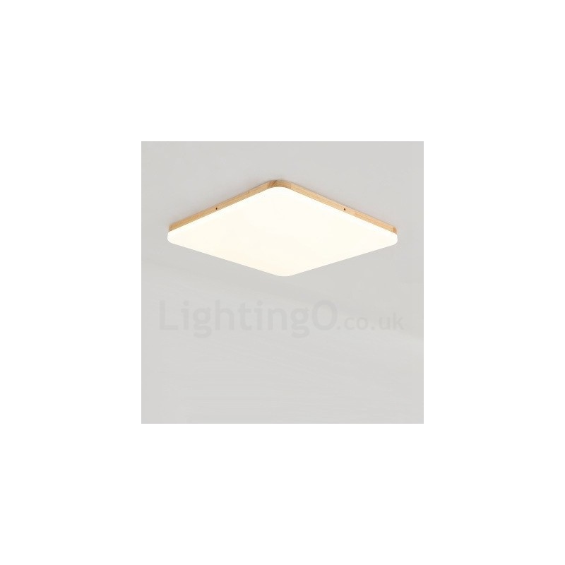 Plafonnier carré ultra fin en bois massif et acrylique
