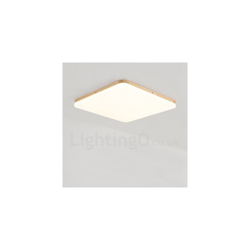 Plafonnier carré ultra fin en bois massif et acrylique