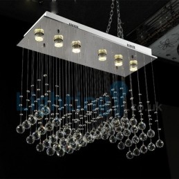 Lustre contemporain moderne à montage encastré, luminaire suspendu en cristal avec goutte de pluie