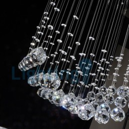Lustre contemporain moderne à montage encastré, luminaire suspendu en cristal avec goutte de pluie
