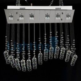 Lustre contemporain moderne à montage encastré, luminaire suspendu en cristal avec goutte de pluie