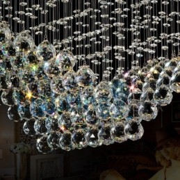 Lustre contemporain moderne à montage encastré, luminaire suspendu en cristal avec goutte de pluie