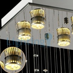Lustre contemporain moderne à montage encastré, luminaire suspendu en cristal avec goutte de pluie