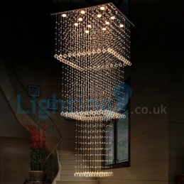 Lustre contemporain moderne à montage encastré, luminaire suspendu en cristal avec goutte de pluie