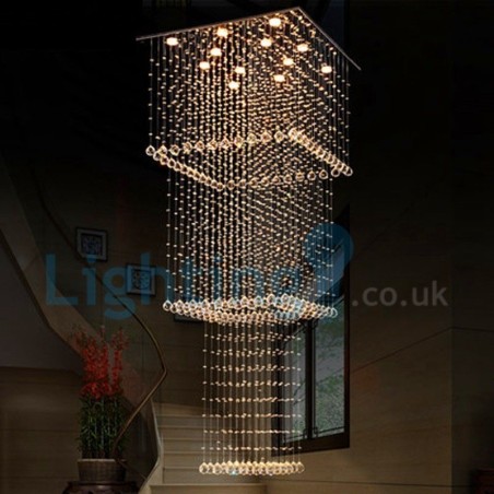 Lustre contemporain moderne à montage encastré, luminaire suspendu en cristal avec goutte de pluie Lustre contemporain moderne à montage encastré, luminaire suspendu en cristal avec goutte de pluie