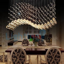 Lustre contemporain moderne à montage encastré, luminaire suspendu en cristal avec goutte de pluie
