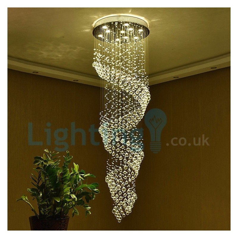 Lustre contemporain moderne à encastrer, luminaire suspendu en cristal avec goutte de pluie