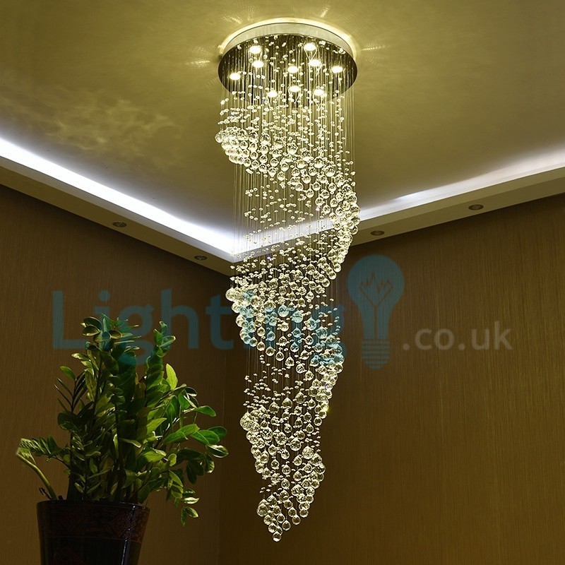 Lustre contemporain moderne à encastrer, luminaire suspendu en cristal avec goutte de pluie