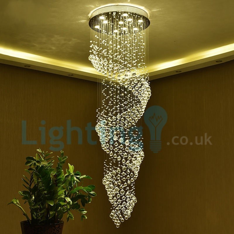 Lustre contemporain moderne à encastrer, luminaire suspendu en cristal avec goutte de pluie
