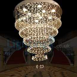 Lustre contemporain moderne à montage encastré, luminaire suspendu en cristal avec goutte de pluie