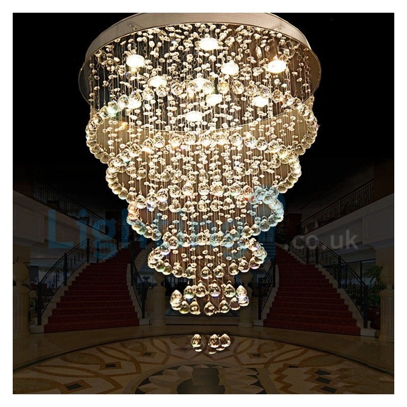 Lustre contemporain moderne à montage encastré, luminaire suspendu en cristal avec goutte de pluie