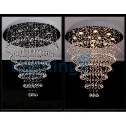 Lustre contemporain moderne à montage encastré, luminaire suspendu en cristal avec goutte de pluie