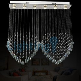 Lustre contemporain moderne à montage encastré, luminaire suspendu en cristal avec goutte de pluie
