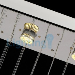 Lustre contemporain moderne à montage encastré, luminaire suspendu en cristal avec goutte de pluie