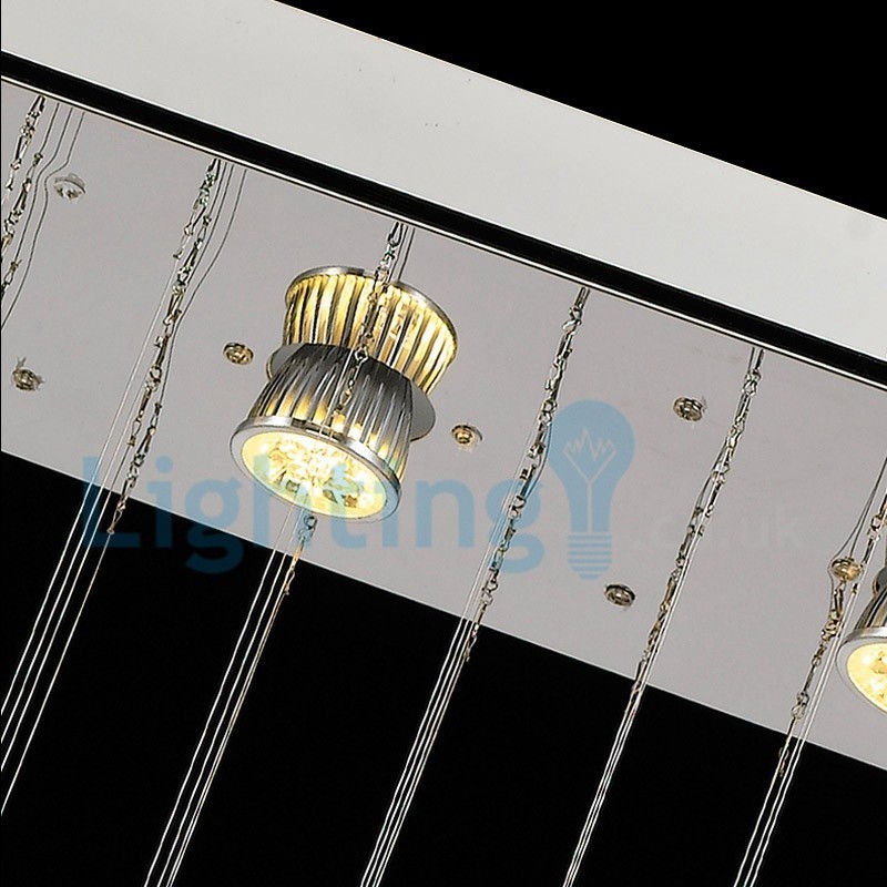 Lustre contemporain moderne à montage encastré, luminaire suspendu en cristal avec goutte de pluie
