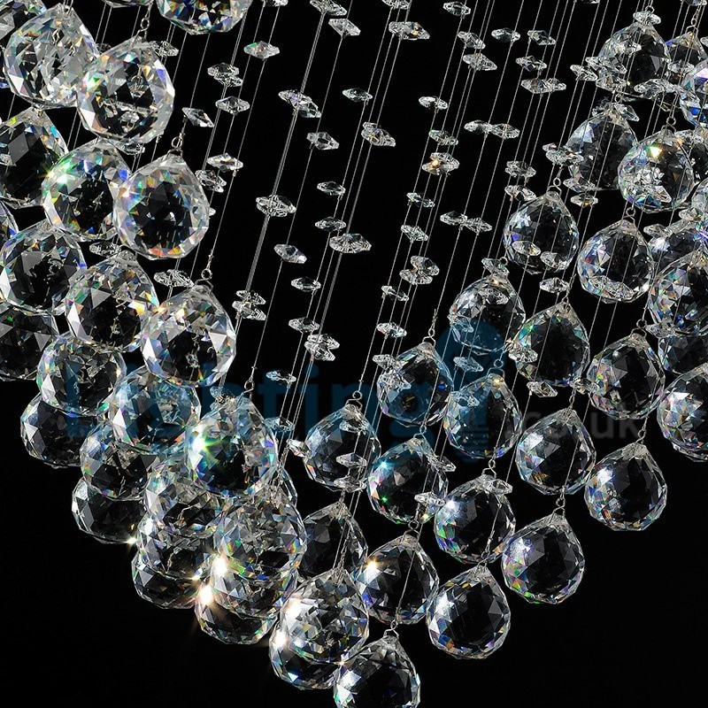 Lustre contemporain moderne à montage encastré, luminaire suspendu en cristal avec goutte de pluie