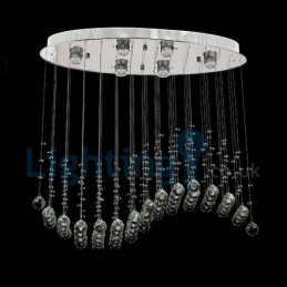 Lustre contemporain moderne à montage encastré, luminaire suspendu en cristal avec goutte de pluie