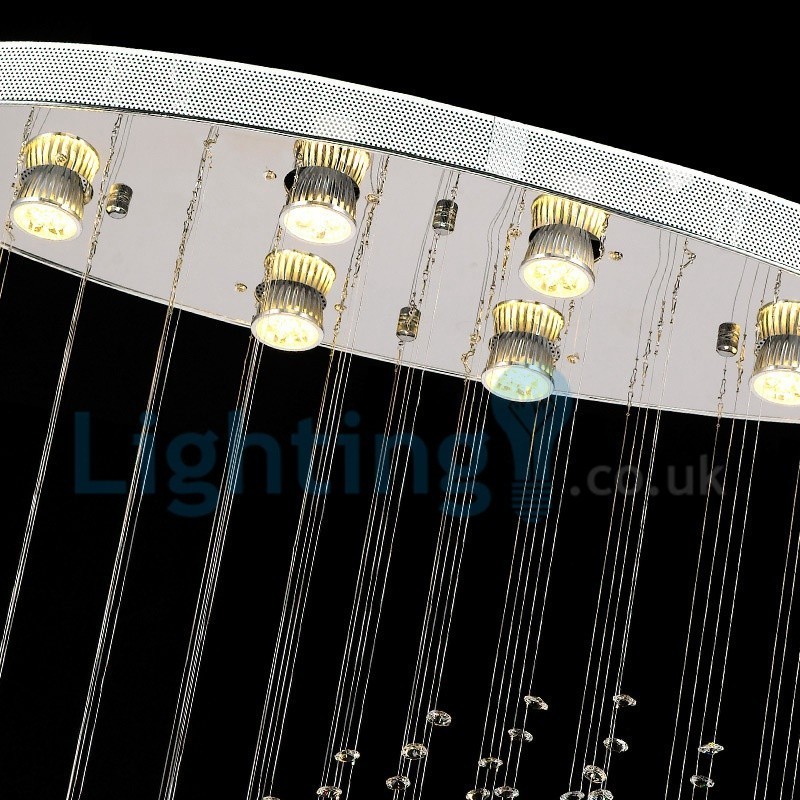 Lustre contemporain moderne à montage encastré, luminaire suspendu en cristal avec goutte de pluie