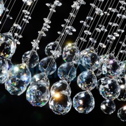 Lustre contemporain moderne à montage encastré, luminaire suspendu en cristal avec goutte de pluie