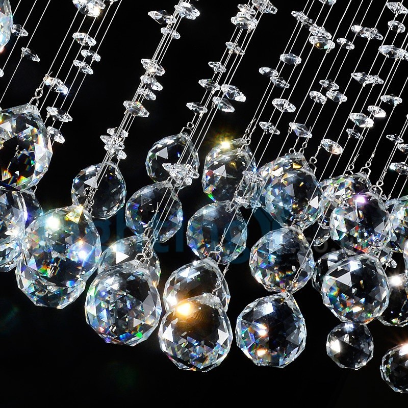 Lustre contemporain moderne à montage encastré, luminaire suspendu en cristal avec goutte de pluie