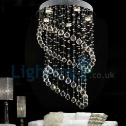 Lustre contemporain moderne à montage encastré, luminaire suspendu en cristal avec goutte de pluie