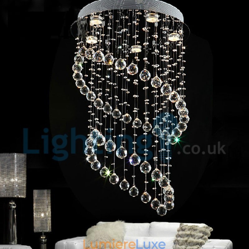 Lustre contemporain moderne à montage encastré, luminaire suspendu en cristal avec goutte de pluie
