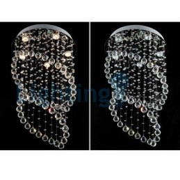 Lustre contemporain moderne à montage encastré, luminaire suspendu en cristal avec goutte de pluie