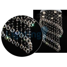 Lustre contemporain moderne à montage encastré, luminaire suspendu en cristal avec goutte de pluie