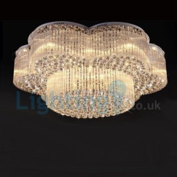 Lustre contemporain moderne à montage encastré, luminaire suspendu en cristal avec goutte de pluie
