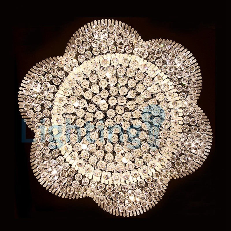 Lustre contemporain moderne à montage encastré, luminaire suspendu en cristal avec goutte de pluie