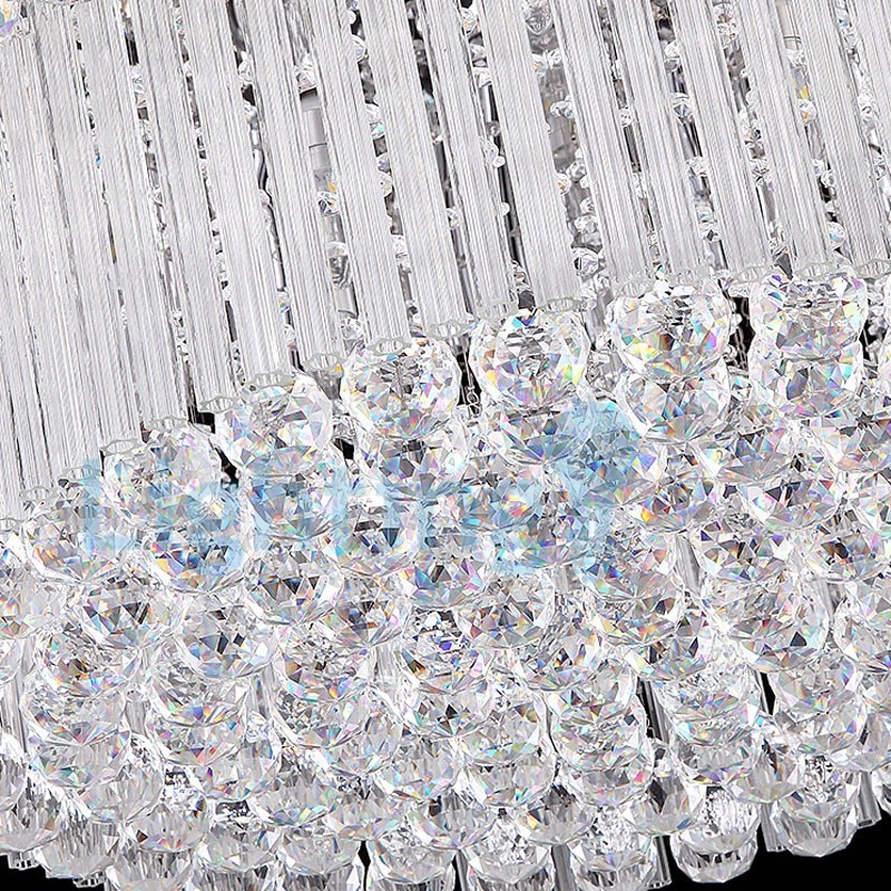 Lustre contemporain moderne à montage encastré, luminaire suspendu en cristal avec goutte de pluie