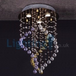 Lustre contemporain moderne à montage encastré, luminaire suspendu en cristal avec goutte de pluie