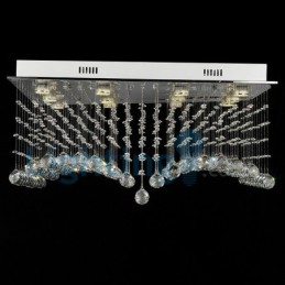 Lustre contemporain moderne à encastrer, luminaire suspendu en cristal avec goutte de pluie