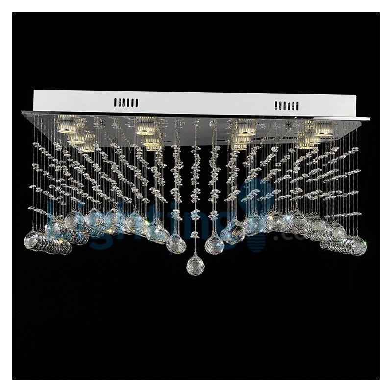 Lustre contemporain moderne à encastrer, luminaire suspendu en cristal avec goutte de pluie