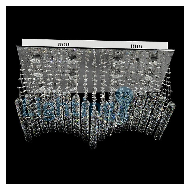 Lustre contemporain moderne à encastrer, luminaire suspendu en cristal avec goutte de pluie